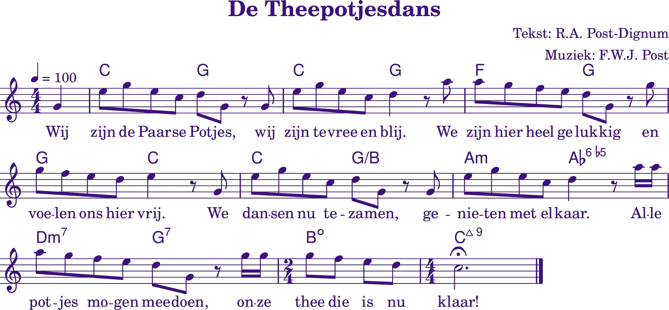 Bladmuziek van de Theepotjesdans